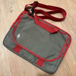 Timbuk2 Gray and Red Laptop Bag 15” by 11” padded crossbody